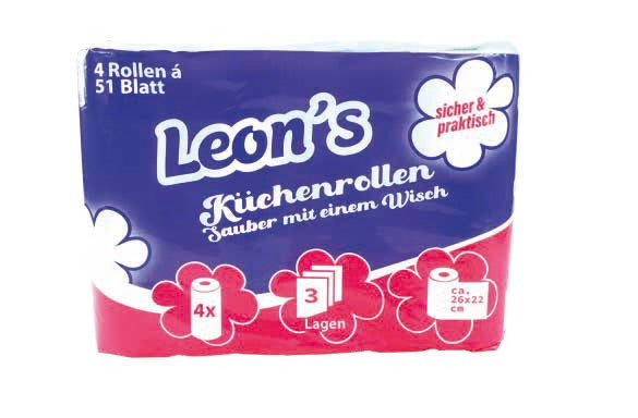 Küchenrolle 3-lagig, 51 Blatt hochweiss Zellstoff, 24x32 Rollen - 1 Palette