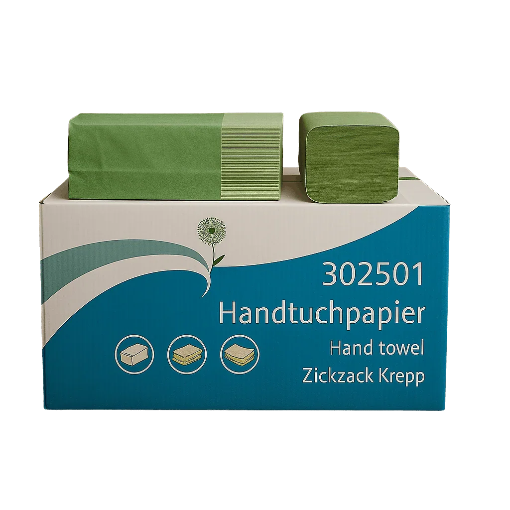 Handtuchpapier 1-lagig ZZ/V Falz Krepp-Grün - 5.000 Blatt