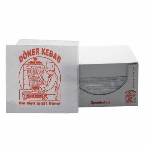 Dönertüte weiß, bedruckt in Spenderbox - 4 kg