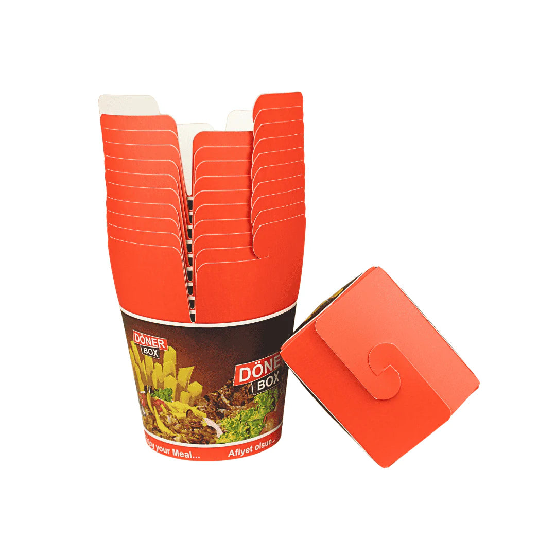 Dönerbox - 26oz Food-Box - mit Druck (750ml) - 500 Stück