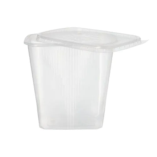 Verpackungsbecher 500ml eckig mit Deckel - 250 Stück