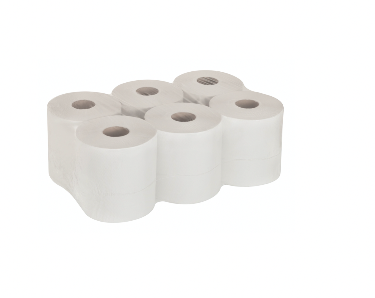 Handtuchrollen 2-lagig, hochweiss Zellstoff, 160m pro Rolle für Autocut Spender, 6 Rollen (inkl. Adapter) - Image 1