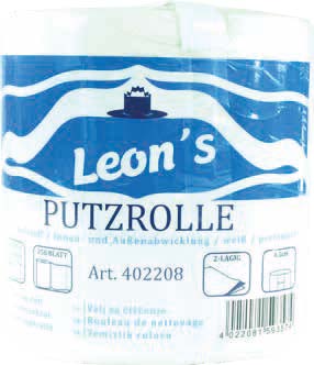 Putzrolle weiß 2-lagig - 350 Blatt - 6 Rollen