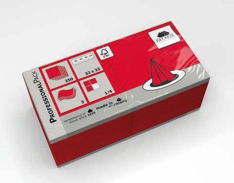 Servietten rot 3-lagig 1/8 Falz 33x33cm - 1.000 Stück