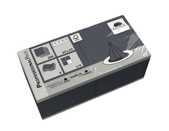 Servietten schwarz 3-lagig 1/4 Falz 33x33cm - 1.000 Stück