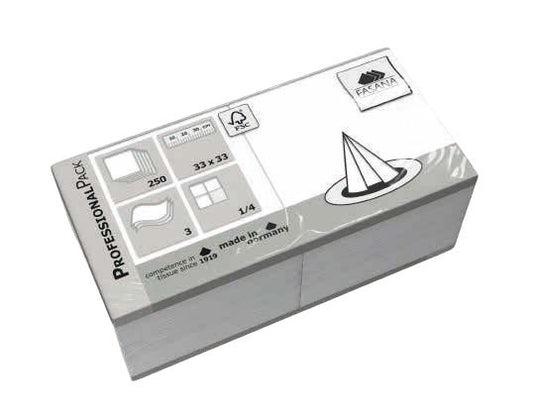 Servietten weiß 3-lagig 1/8 Falz 33x33cm - 1.000 Stück
