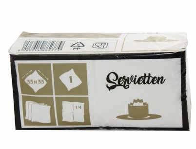 Servietten 33x33cm 1-lagig 1/4 Falz - 4.000 Stück