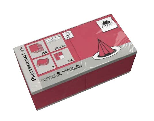 Servietten bordeaux 2-lagig 1/8 Falz 33x33cm - 1.500 Stück