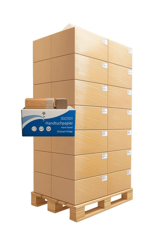 Handtuchpapier 1-lagig, 5000 Blatt - 32 Kartons pro Palette