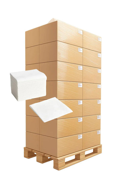 Servietten 1-lagig, hochweiß Zellstoff, 33x33cm, 24x1800 Stück - 1 Palette