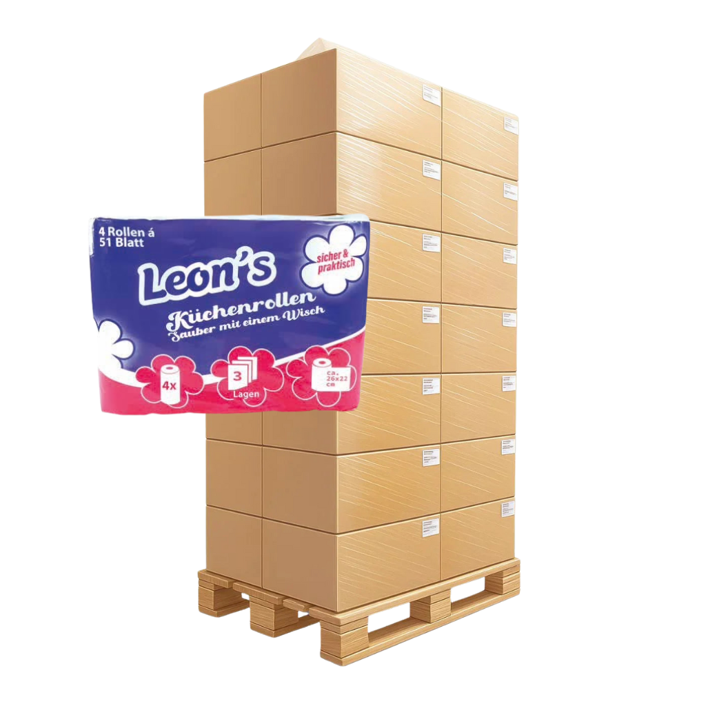 Küchenrolle 3-lagig, 51 Blatt hochweiss Zellstoff, 24x32 Rollen - 1 Palette