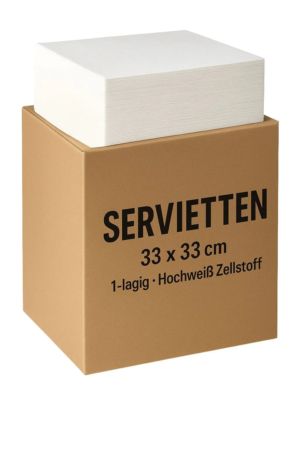 Servietten 1-lagig, hochweiß Zellstoff, 33x33cm, 24x1800 Stück - 1 Palette