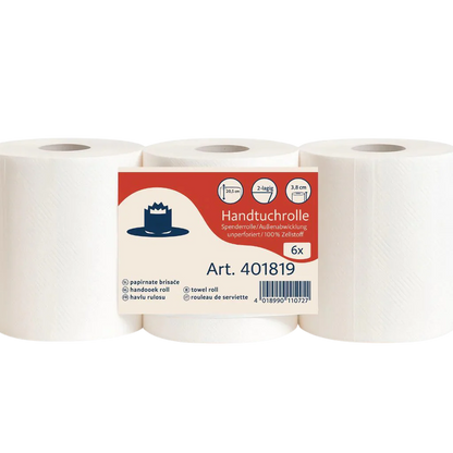 Handtuchrolle 2-lagig 130m, Innen- und Aussenabwicklung, 20,5cm breit ohne Perforation für Spender, 40 x 6 Rollen - 1 Palette