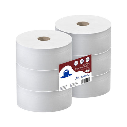 Jumbo-Toilettenpapier 2-lagig, 300m weiß, 42x6 Rollen - 1 Palette