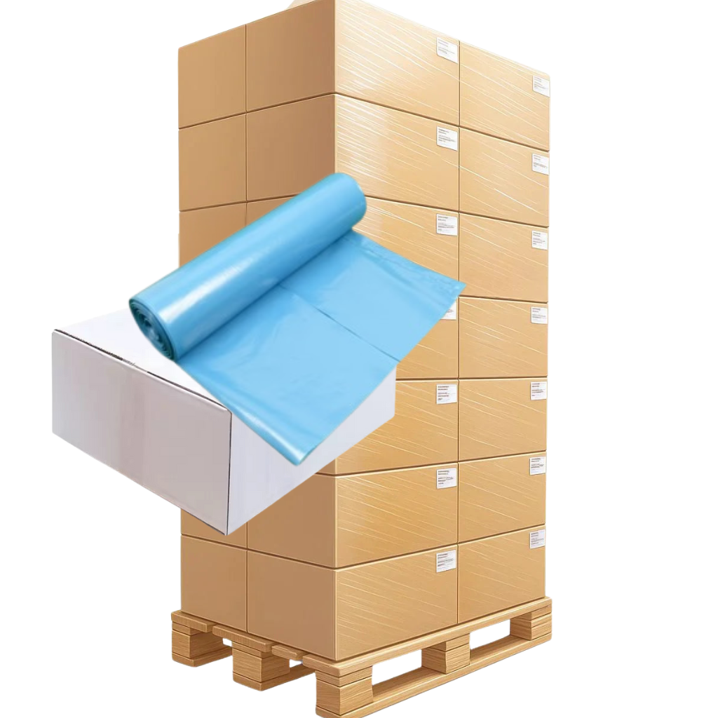 Müllsäcke blau 240 Liter, stark LDPE, 40 x 100 Säcke - 1 Palette