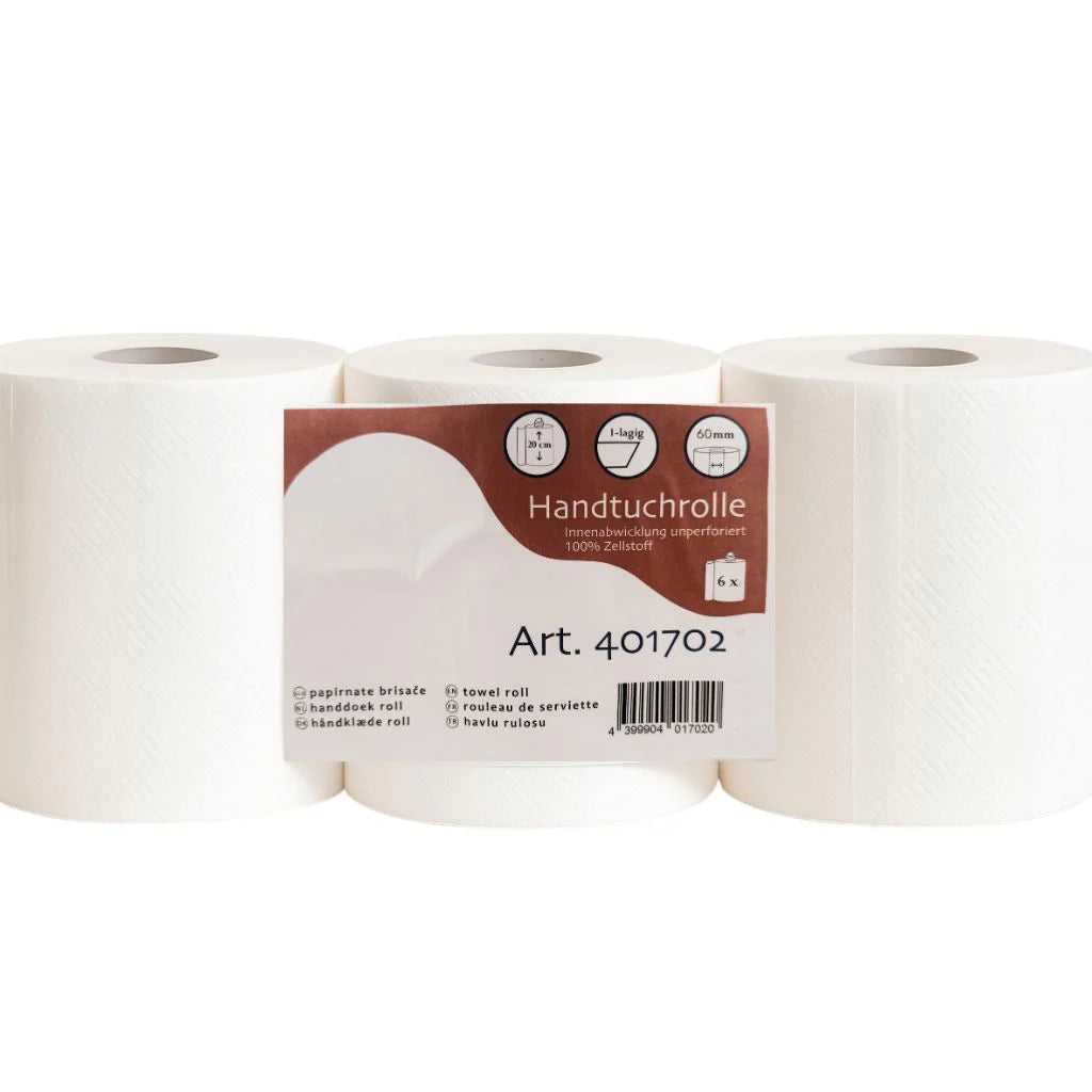Handtuchrolle 1-lagig 300m, Innen- und Aussenabwicklung, 20cm breit ohne Perforation, 40 x 6 Rollen - 1 Palette