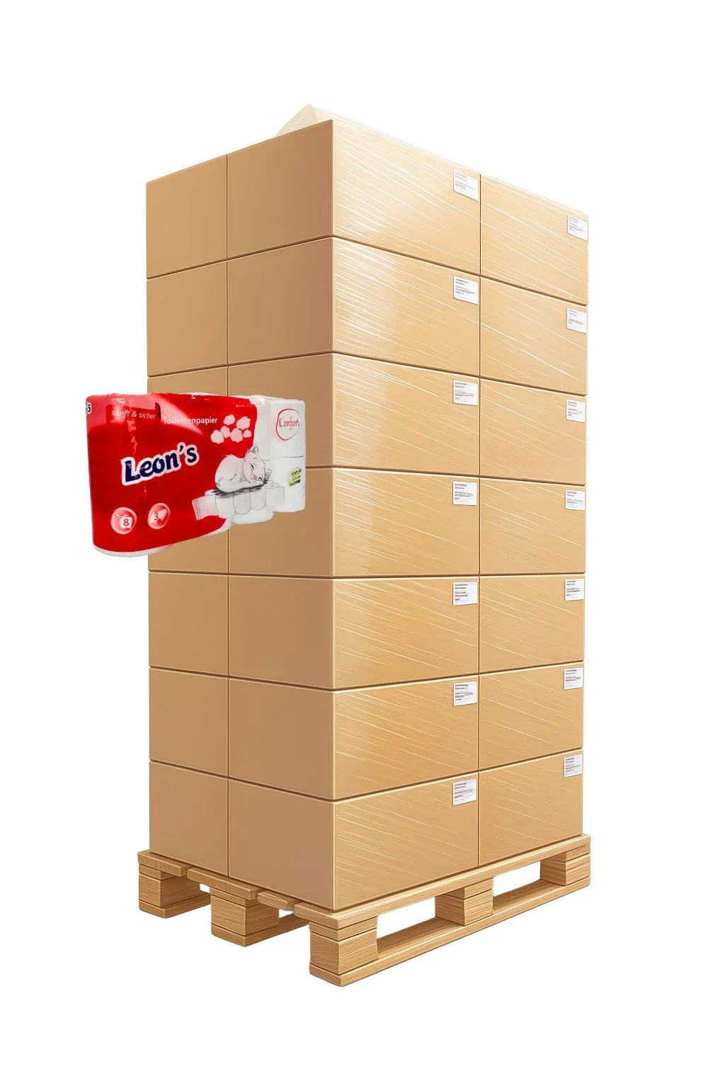 Toilettenpapier 3-lagig, 250 Blatt  hochweiss, 33x64 Rollen - 1 Palette