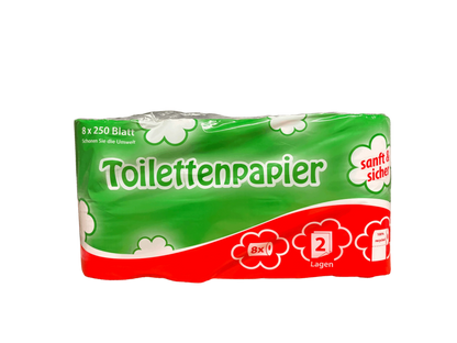 Toilettenpapier 2-lagig, 250 Blatt weiß, 33x64 Rollen - 1 Palette