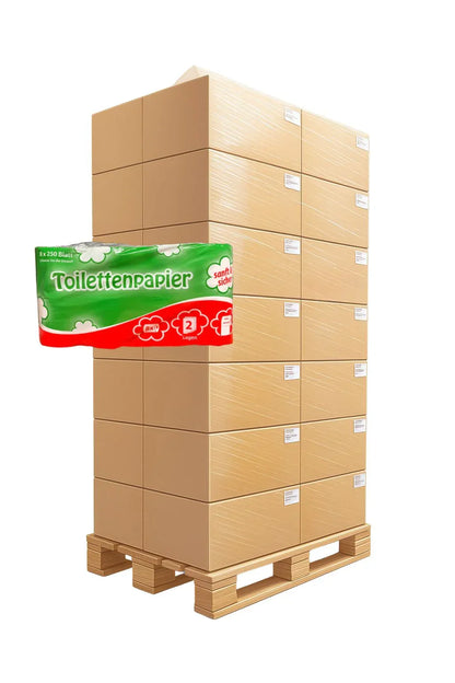 Toilettenpapier 2-lagig, 250 Blatt weiß, 33x64 Rollen - 1 Palette