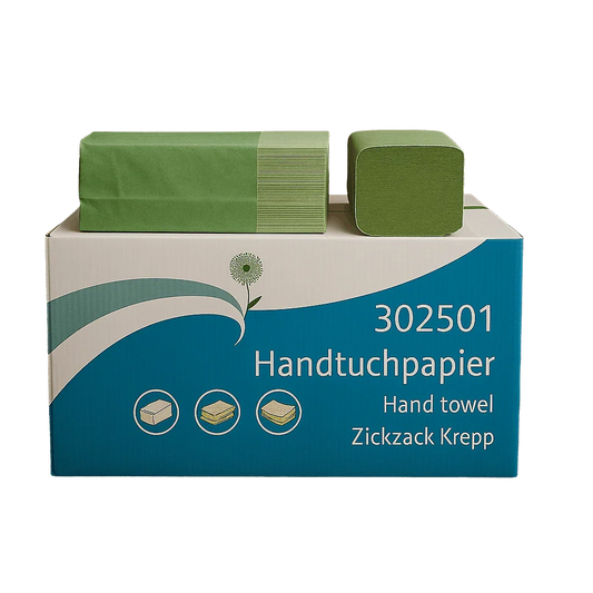 Handtuchpapier 1-lagig ZZ/V Falz Krepp-Grün - 5.000 Blatt
