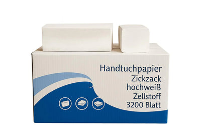 Handtuchpapier 2-lagig, 3200 Blatt, hochweiß Zellstoff - 32 Kartons pro Palette