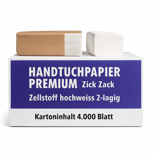 Handtuchpapier 2-lagig hochweiss ZZ-Falz Premium - 4.000 Blatt