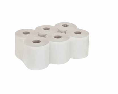 Handtuchrollen 2-lagig, hochweiss Zellstoff, 130m pro Rolle für Autocut Spender - 6 Rollen
