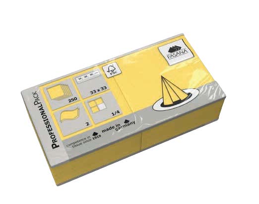 Servietten gelb 2-lagig 1/4 Falz 33x33cm - 1.500 Stück